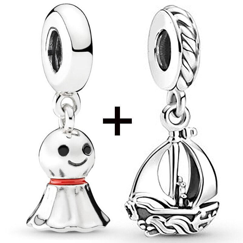 Seialoy 2pcs/lot Aircraft Earth Beads Charm Star Astronaut Pendant Rainbow Unicorn Dangle DIY Jewelry Bracelets Accessory