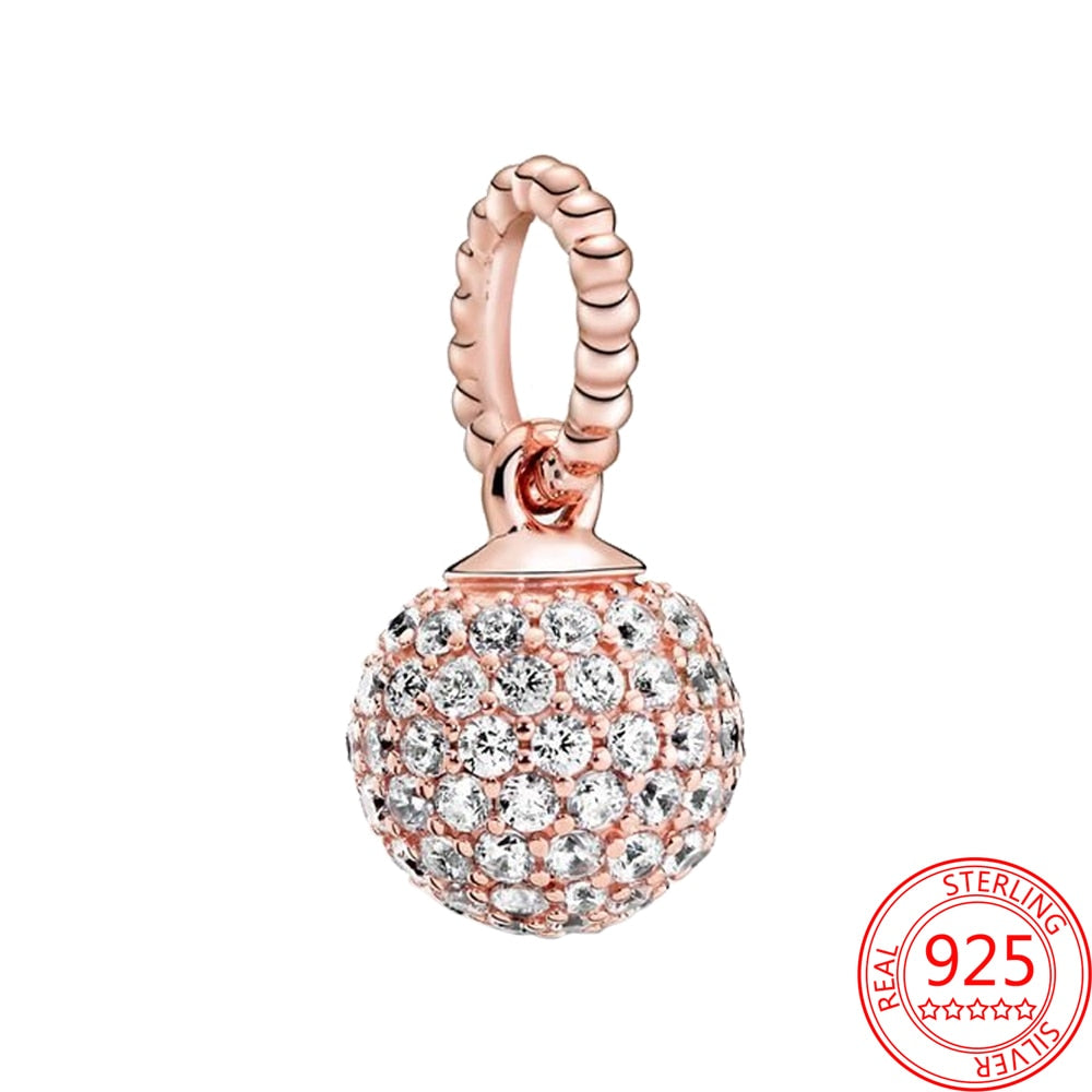 New 925 Sterling Silver Rose Gold Couple Dangle Charms Fit 925 Original Women Bracelet Beads Charm for Pendant Necklace Jewelry