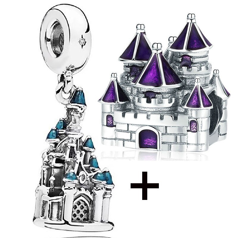 Seialoy 2pcs/lot Blue Ice Snow Charm Castle Princess Beaded High Heels Snowflake Pendant DIY Beacelets Accessory Gift