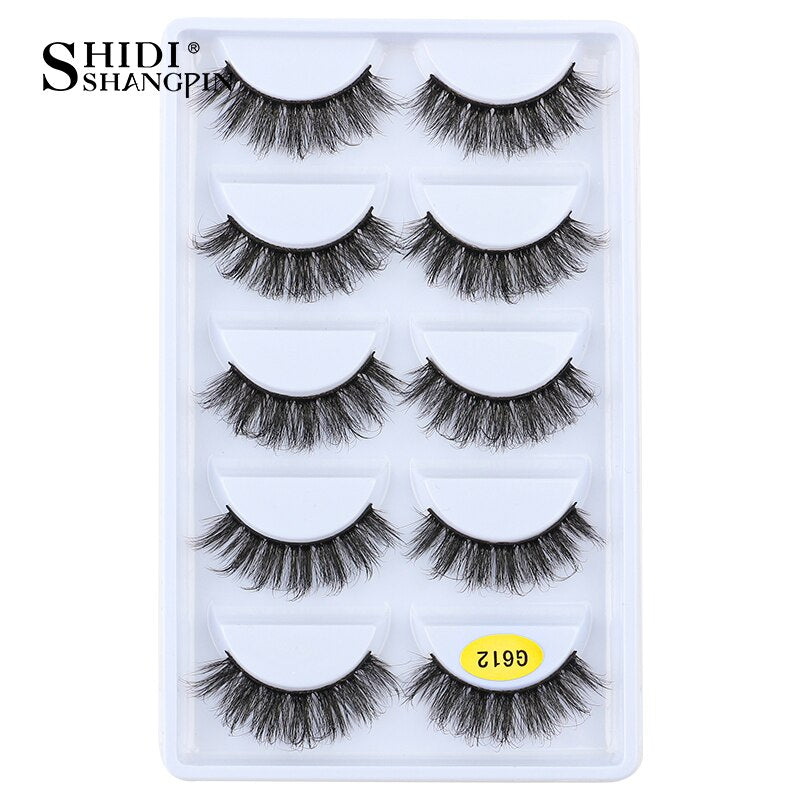 SHIDISHANGPIN 3/5 Pairs Half Eyelash Transparent Stalk Invisible Band Faux Mink Lashes Reusable False Eyelashes Natural Fluffy