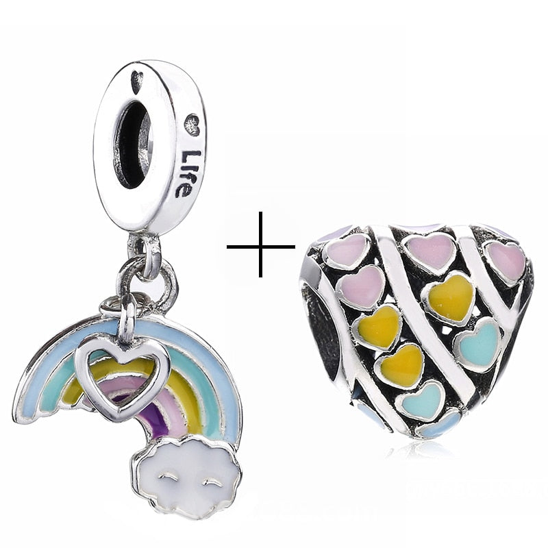 2Pcs/lot Special Offer Love Star Rainbow Charms Beads Fit Brand Bracelet & Necklaces For Women DIY Making Jewelry Accessories
