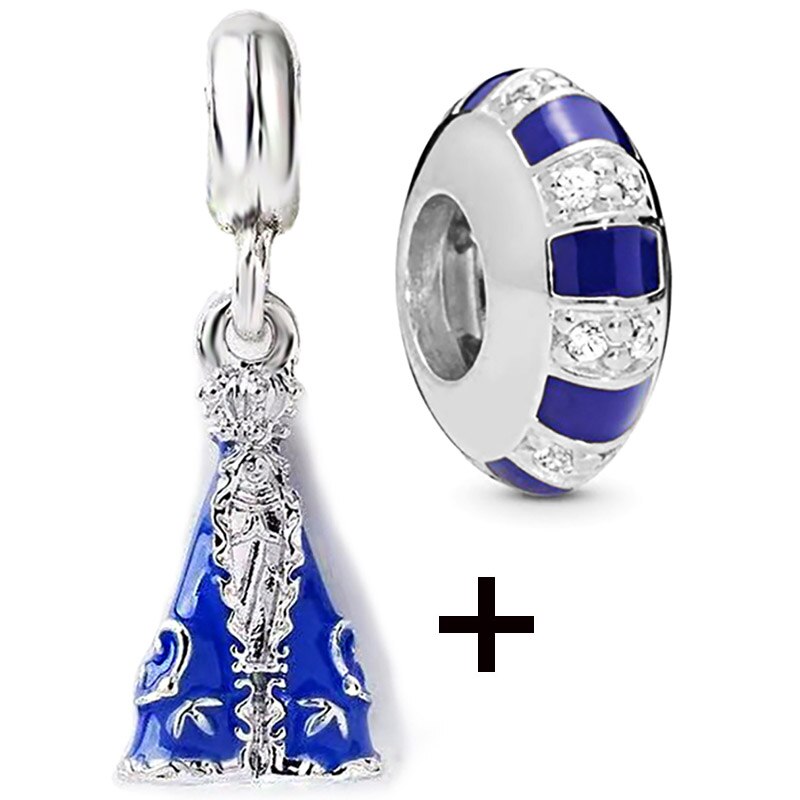 Seialoy 2pcs/lot Blue Ice Snow Charm Castle Princess Beaded High Heels Snowflake Pendant DIY Beacelets Accessory Gift