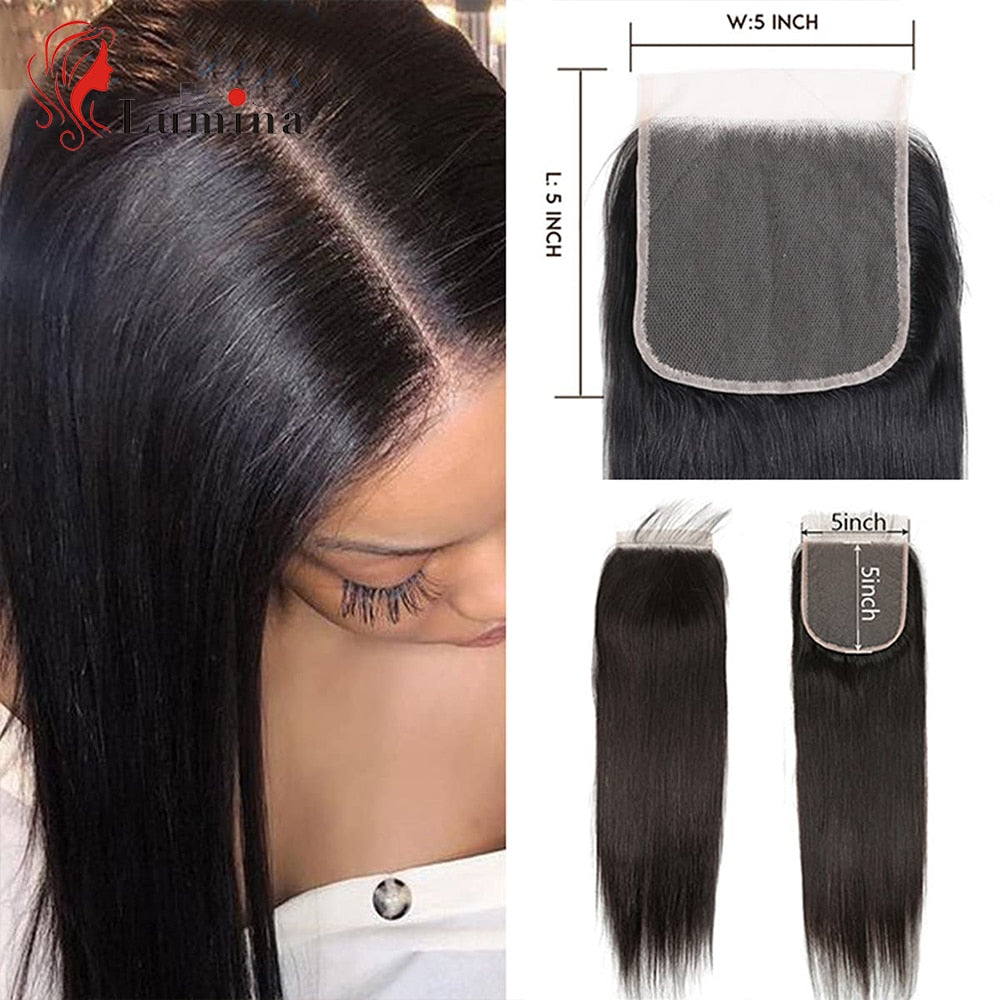 Straight 13x4 Lace Frontal Brazilian Straight Human Hair 4x4 Lace Closures Only Pre plucked Natural Color Remy Hair 8-22inches