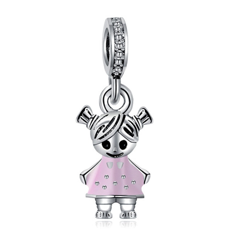 Pink Color Crystal Beads Heart Ladybug Love Flower Pendant Bracelet DIY Charm Lady Jewelry Gift