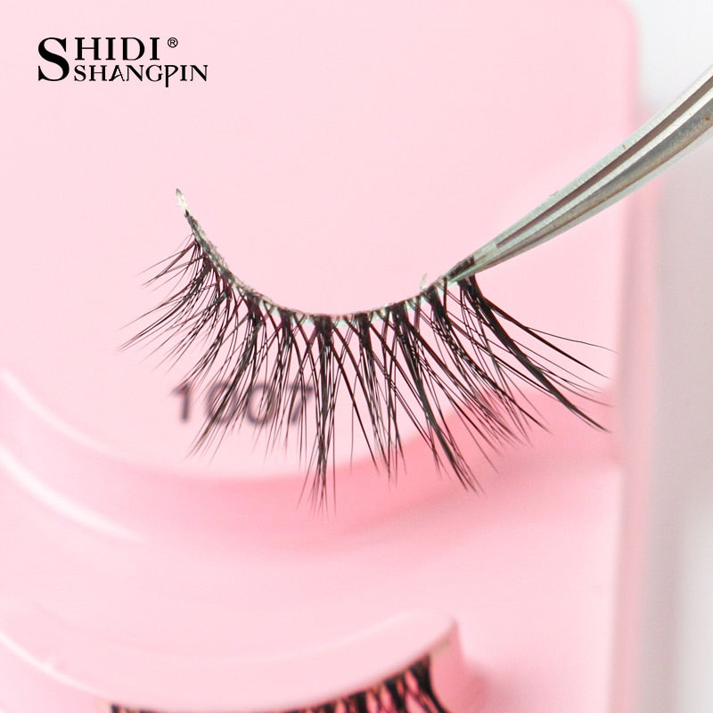 SHIDISHANGPIN 3/5 Pairs Half Eyelash Transparent Stalk Invisible Band Faux Mink Lashes Reusable False Eyelashes Natural Fluffy