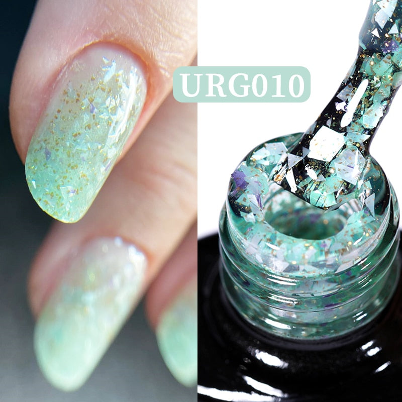 UR SUGAR 7ml Snowflakes Gel Nail Polish Varnish Glitter White Sequins Soak Off UV LED Semi Permanent Nail Art Design