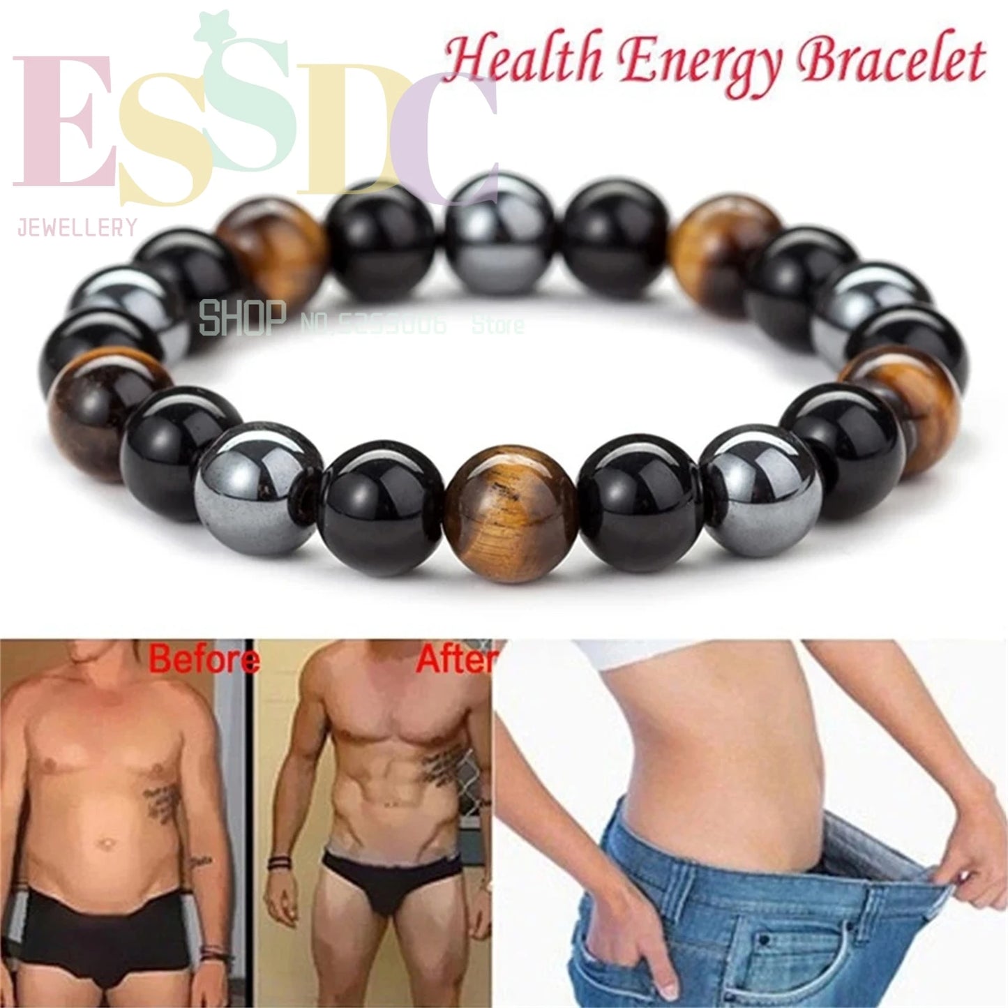 Natural Men for Magnetic Health Protection Tiger Eye Black Obsidian Hematite Beads Bracelets Women Soul Jewelry Gift for Family