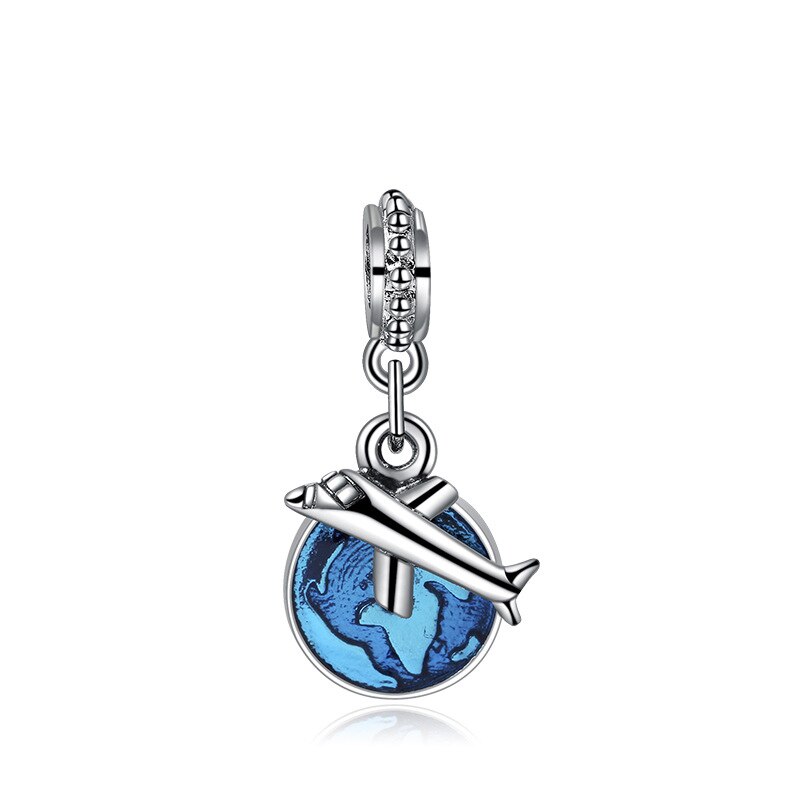 New Fashion Charm Original Blue Car Hat Airplane Horse Beaded Fit Original Pandora Ladies Bracelet Jewelry Accessories Gift