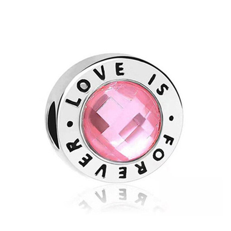 Pink Color Crystal Beads Heart Ladybug Love Flower Pendant Bracelet DIY Charm Lady Jewelry Gift