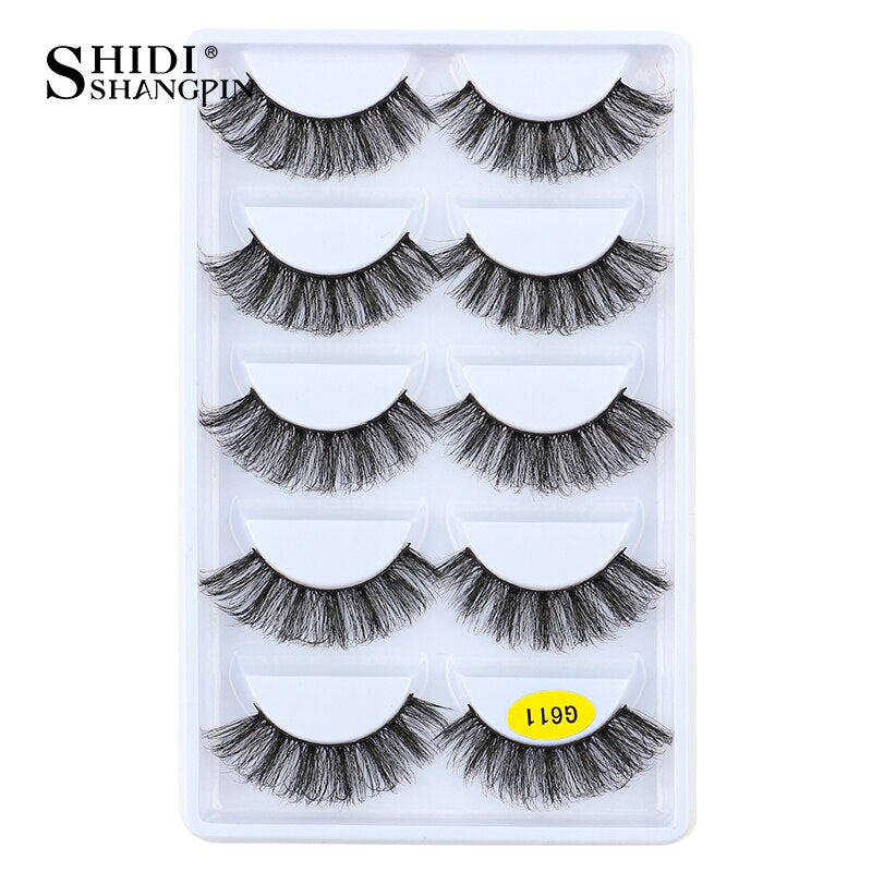 SHIDISHANGPIN 3/5 Pairs Half Eyelash Transparent Stalk Invisible Band Faux Mink Lashes Reusable False Eyelashes Natural Fluffy