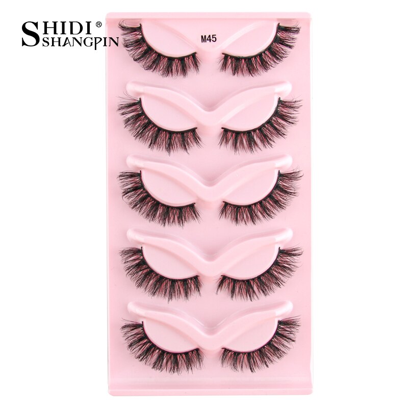 SHIDISHANGPIN 3/5 Pairs Half Eyelash Transparent Stalk Invisible Band Faux Mink Lashes Reusable False Eyelashes Natural Fluffy
