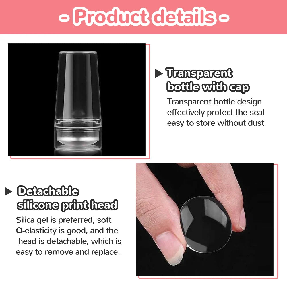 Transparent Nail Stamper With Scraper 2pcs Jelly Silicone Stamp For French Nails Manicuring Kits Nail Art Stamping Tool Set