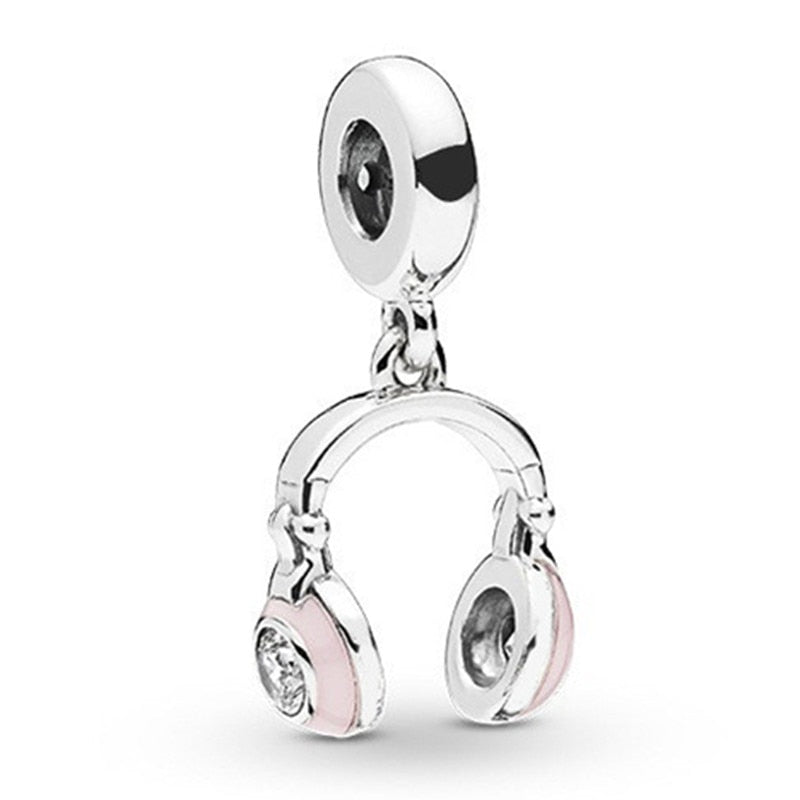 Pink Color Crystal Beads Heart Ladybug Love Flower Pendant Bracelet DIY Charm Lady Jewelry Gift