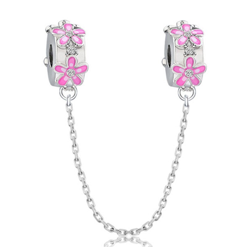 Pink Color Crystal Beads Heart Ladybug Love Flower Pendant Bracelet DIY Charm Lady Jewelry Gift
