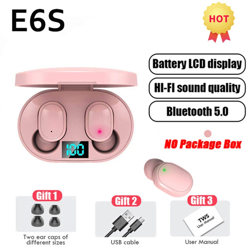 TWS E6S Bluetooth Earphones Wireless bluetooth headset Noise Cancelling Headsets With Microphone Headphones For Xiaomi Redmi