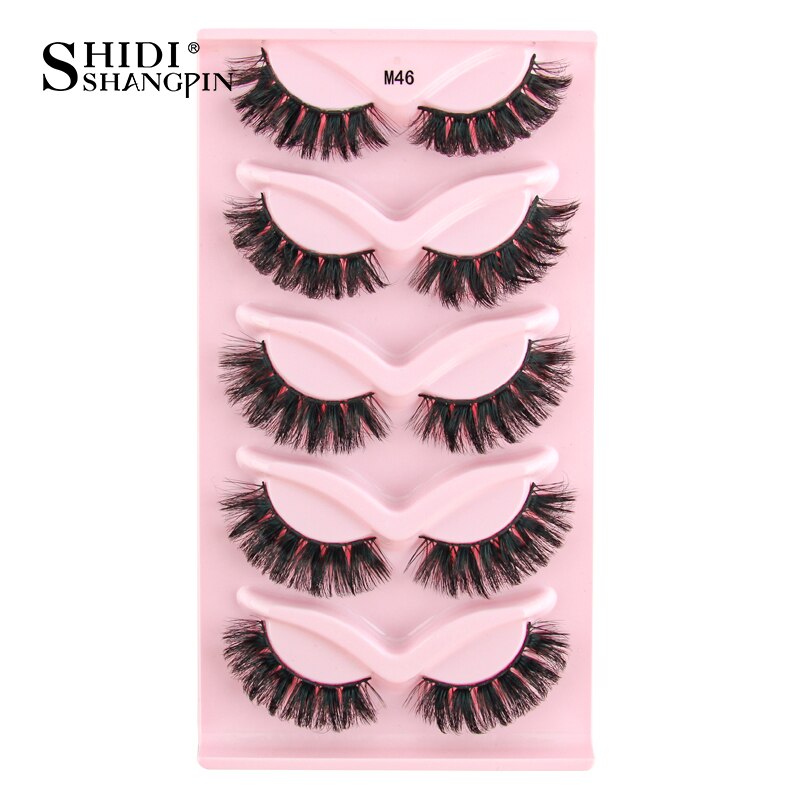 SHIDISHANGPIN 3/5 Pairs Half Eyelash Transparent Stalk Invisible Band Faux Mink Lashes Reusable False Eyelashes Natural Fluffy