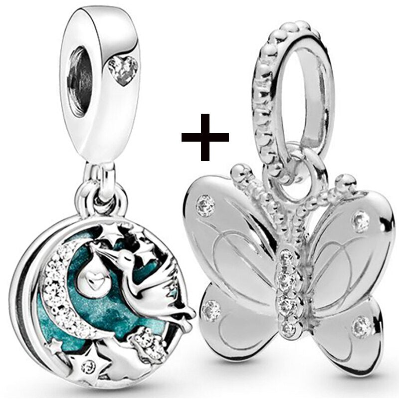 Seialoy 2pcs/lot Aircraft Earth Beads Charm Star Astronaut Pendant Rainbow Unicorn Dangle DIY Jewelry Bracelets Accessory