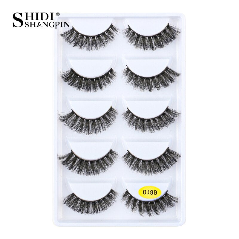 SHIDISHANGPIN 3/5 Pairs Half Eyelash Transparent Stalk Invisible Band Faux Mink Lashes Reusable False Eyelashes Natural Fluffy