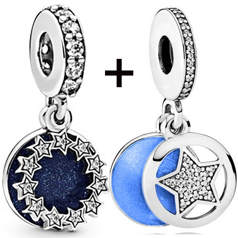 Seialoy 2pcs/lot Aircraft Earth Beads Charm Star Astronaut Pendant Rainbow Unicorn Dangle DIY Jewelry Bracelets Accessory