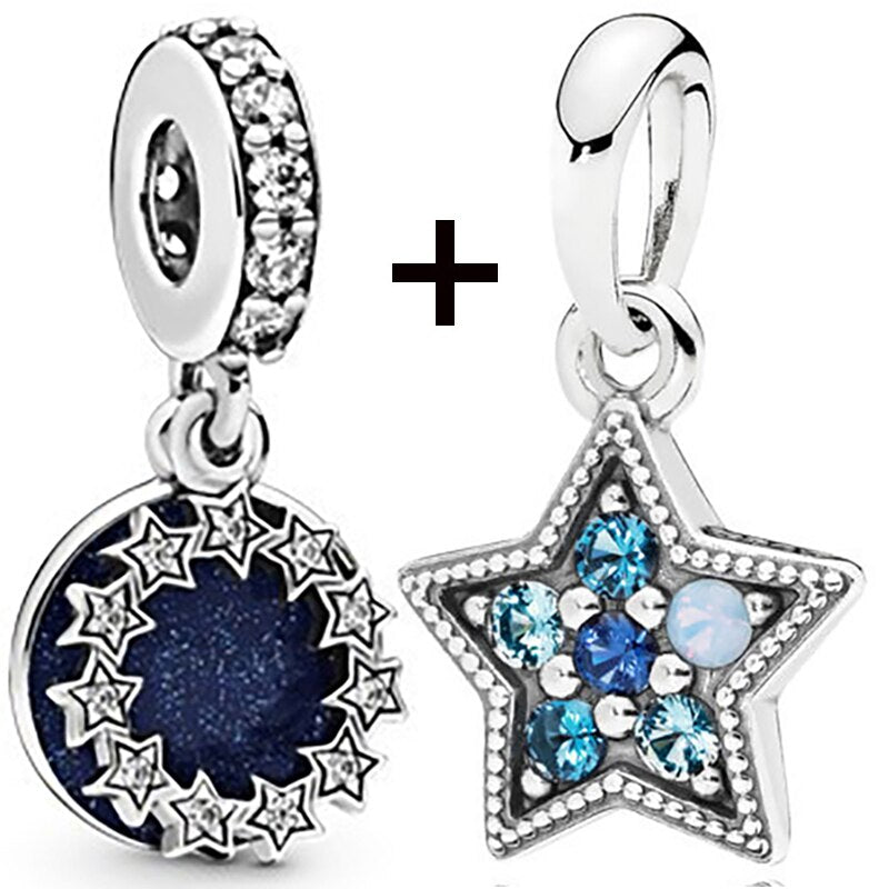 Seialoy 2pcs/lot Aircraft Earth Beads Charm Star Astronaut Pendant Rainbow Unicorn Dangle DIY Jewelry Bracelets Accessory