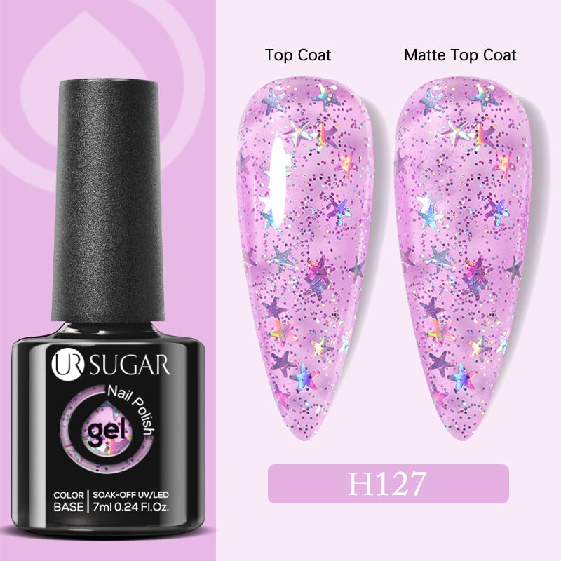 UR SUGAR 7ml Snowflakes Gel Nail Polish Varnish Glitter White Sequins Soak Off UV LED Semi Permanent Nail Art Design