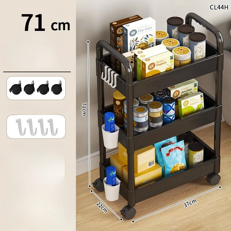 Household Multi-layer Small Cart Storage Rack Floor To Floor Kitchen Bedroom Bathroom Storage Rack Storage Rack With Wheels