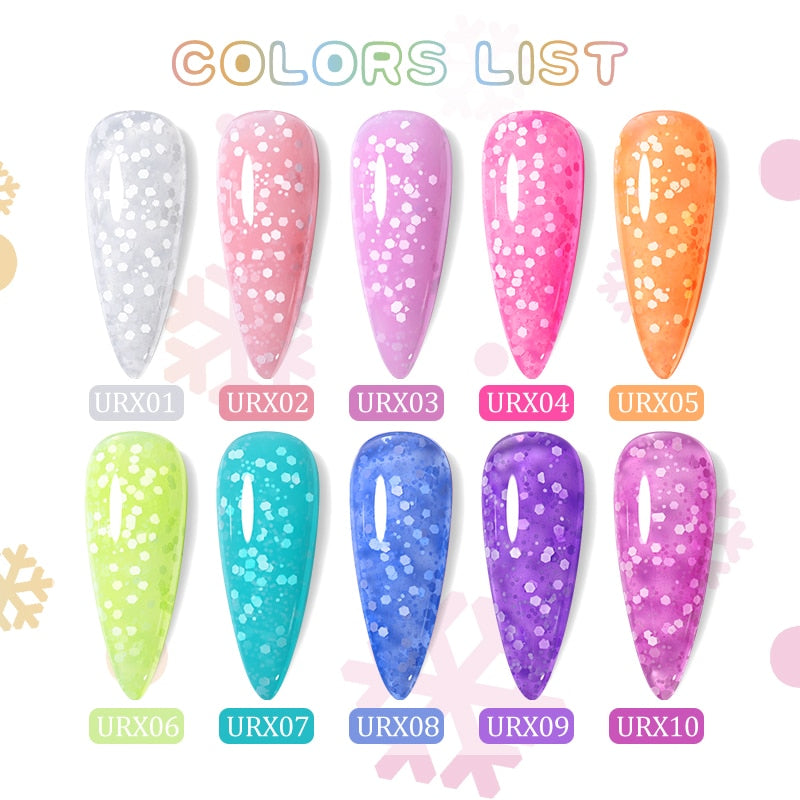 UR SUGAR 7ml Snowflakes Gel Nail Polish Varnish Glitter White Sequins Soak Off UV LED Semi Permanent Nail Art Design