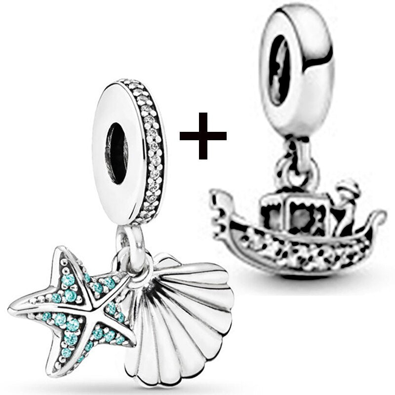 Seialoy 2pcs/lot Aircraft Earth Beads Charm Star Astronaut Pendant Rainbow Unicorn Dangle DIY Jewelry Bracelets Accessory
