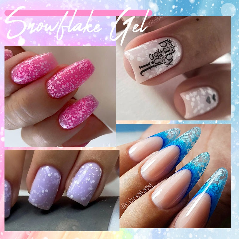 UR SUGAR 7ml Snowflakes Gel Nail Polish Varnish Glitter White Sequins Soak Off UV LED Semi Permanent Nail Art Design