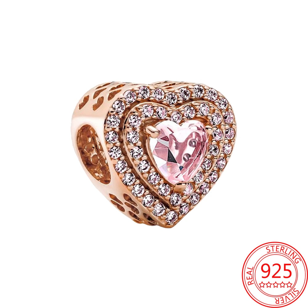 New 925 Sterling Silver Rose Gold Couple Dangle Charms Fit 925 Original Women Bracelet Beads Charm for Pendant Necklace Jewelry