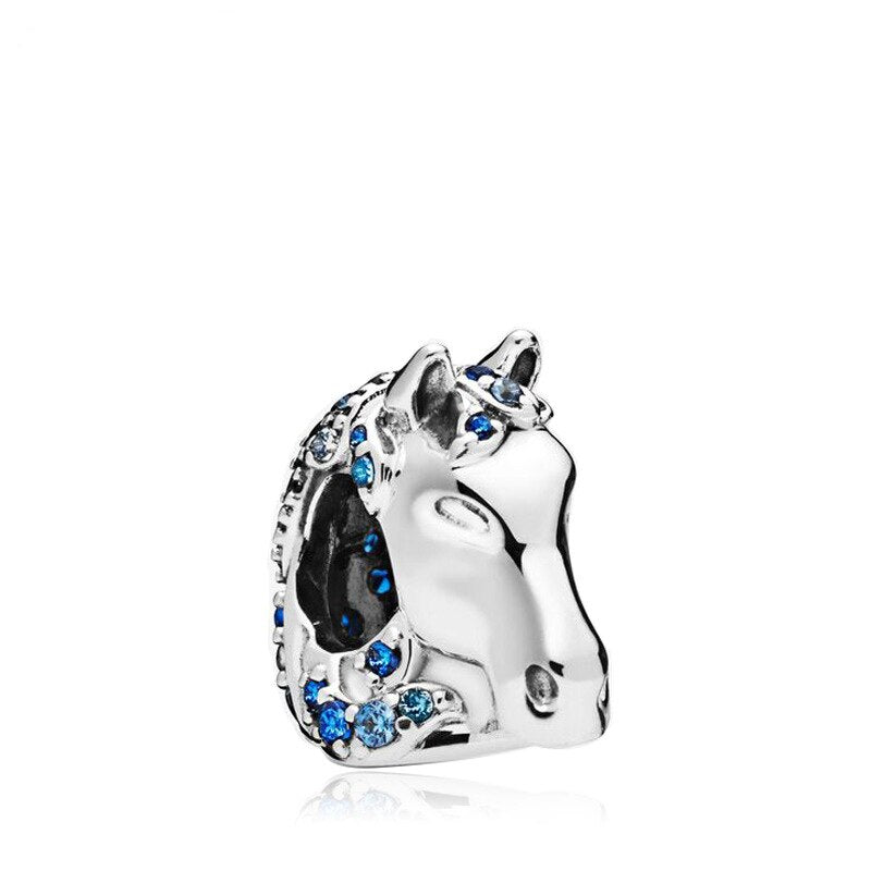New Fashion Charm Original Blue Car Hat Airplane Horse Beaded Fit Original Pandora Ladies Bracelet Jewelry Accessories Gift