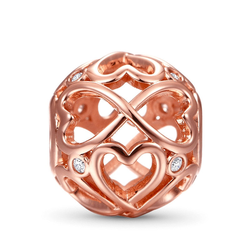 New 925 Sterling Silver Rose Gold Couple Dangle Charms Fit 925 Original Women Bracelet Beads Charm for Pendant Necklace Jewelry