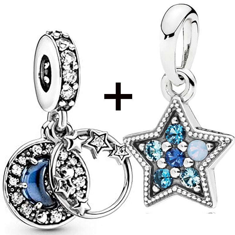 Seialoy 2pcs/lot Aircraft Earth Beads Charm Star Astronaut Pendant Rainbow Unicorn Dangle DIY Jewelry Bracelets Accessory