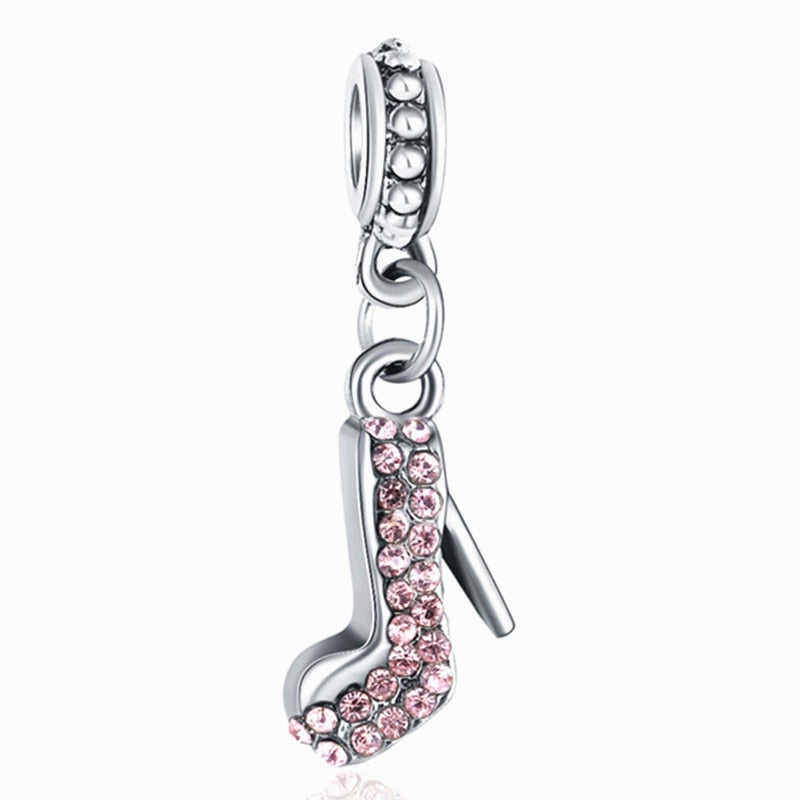 Pink Color Crystal Beads Heart Ladybug Love Flower Pendant Bracelet DIY Charm Lady Jewelry Gift