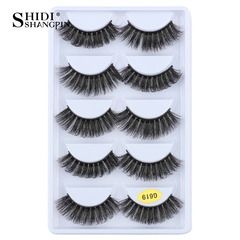 SHIDISHANGPIN 3/5 Pairs Half Eyelash Transparent Stalk Invisible Band Faux Mink Lashes Reusable False Eyelashes Natural Fluffy