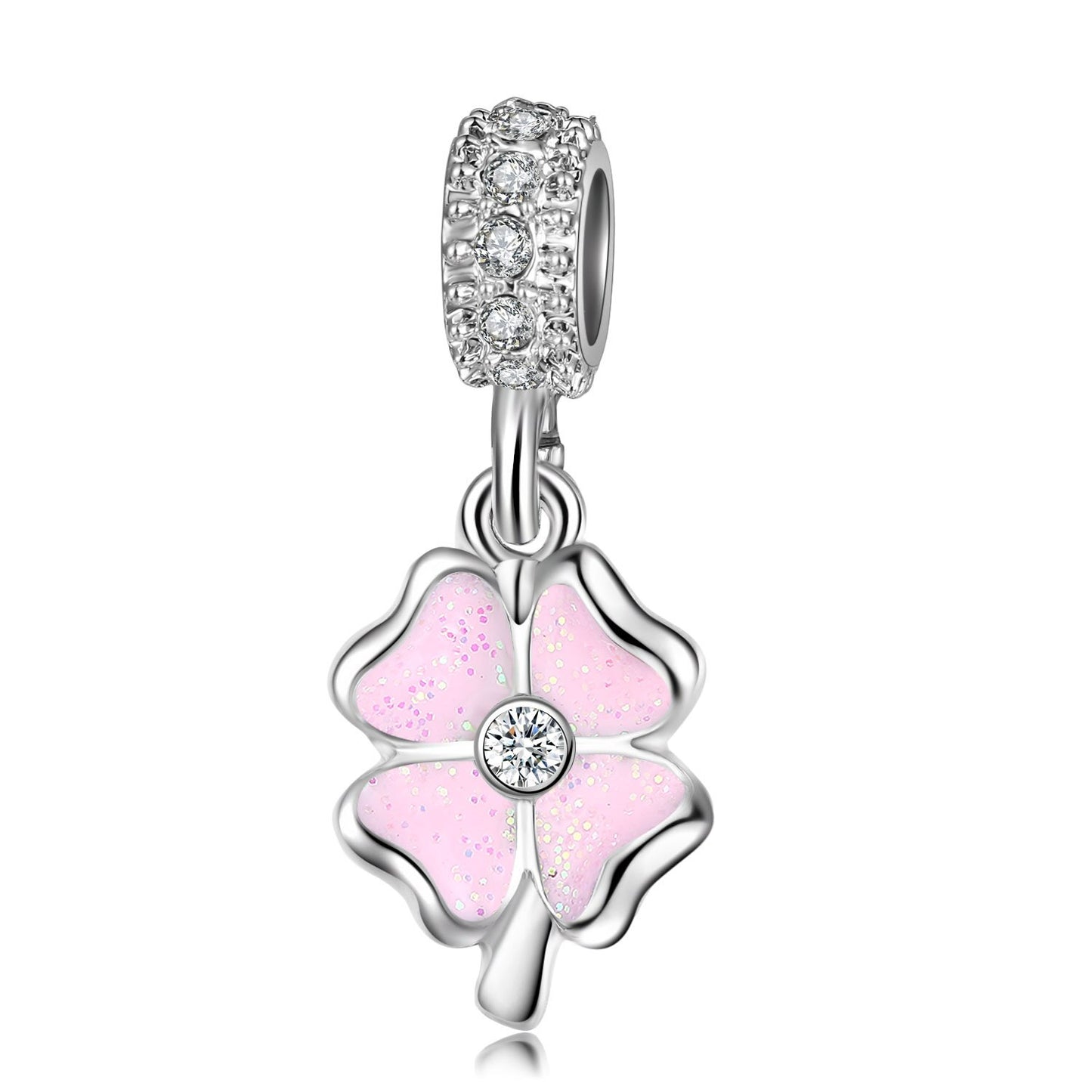 Pink Color Crystal Beads Heart Ladybug Love Flower Pendant Bracelet DIY Charm Lady Jewelry Gift