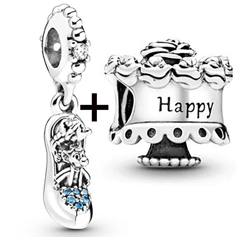 Seialoy 2pcs/lot Blue Ice Snow Charm Castle Princess Beaded High Heels Snowflake Pendant DIY Beacelets Accessory Gift