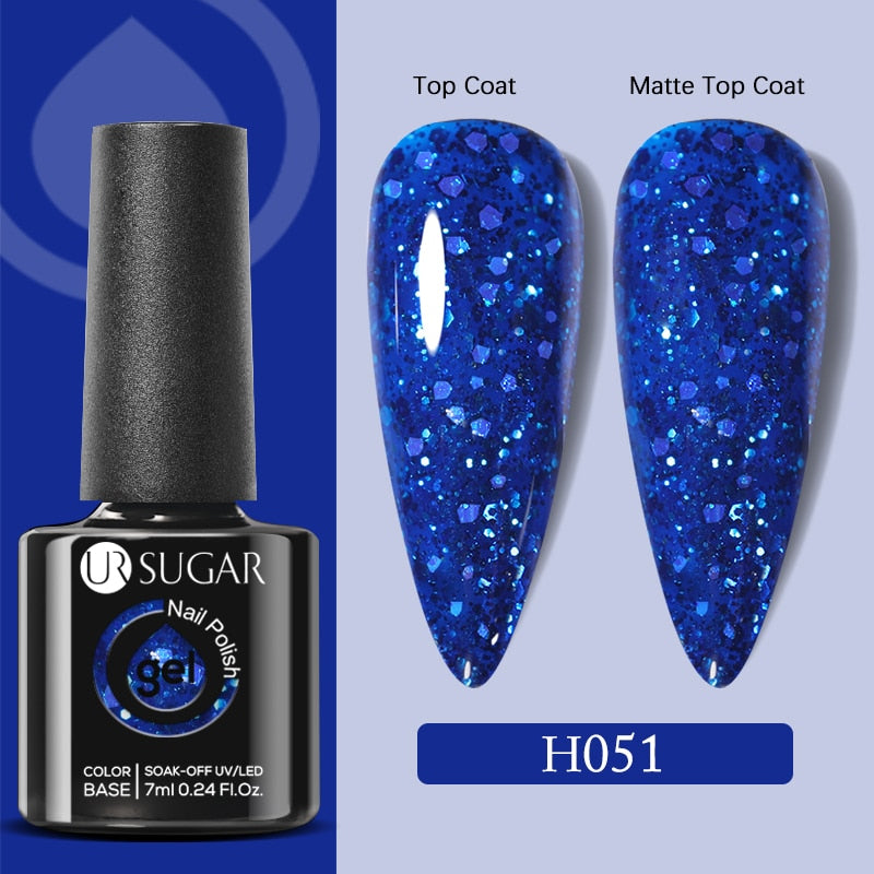 UR SUGAR 7ml Snowflakes Gel Nail Polish Varnish Glitter White Sequins Soak Off UV LED Semi Permanent Nail Art Design
