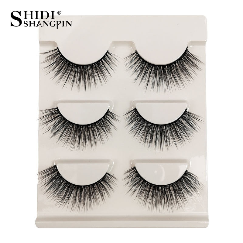 SHIDISHANGPIN 3/5 Pairs Half Eyelash Transparent Stalk Invisible Band Faux Mink Lashes Reusable False Eyelashes Natural Fluffy