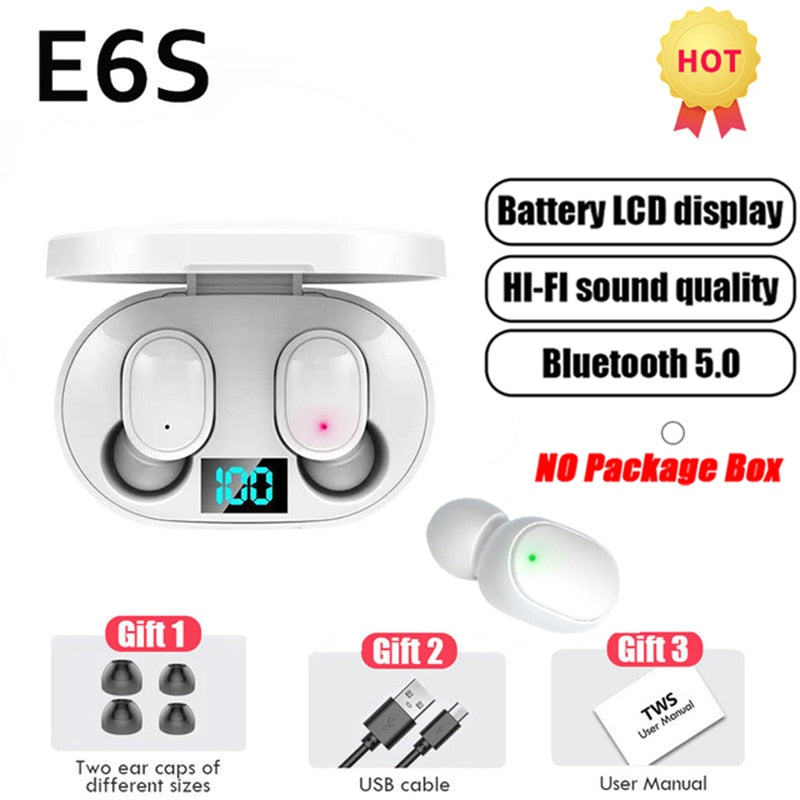 TWS E6S Bluetooth Earphones Wireless bluetooth headset Noise Cancelling Headsets With Microphone Headphones For Xiaomi Redmi