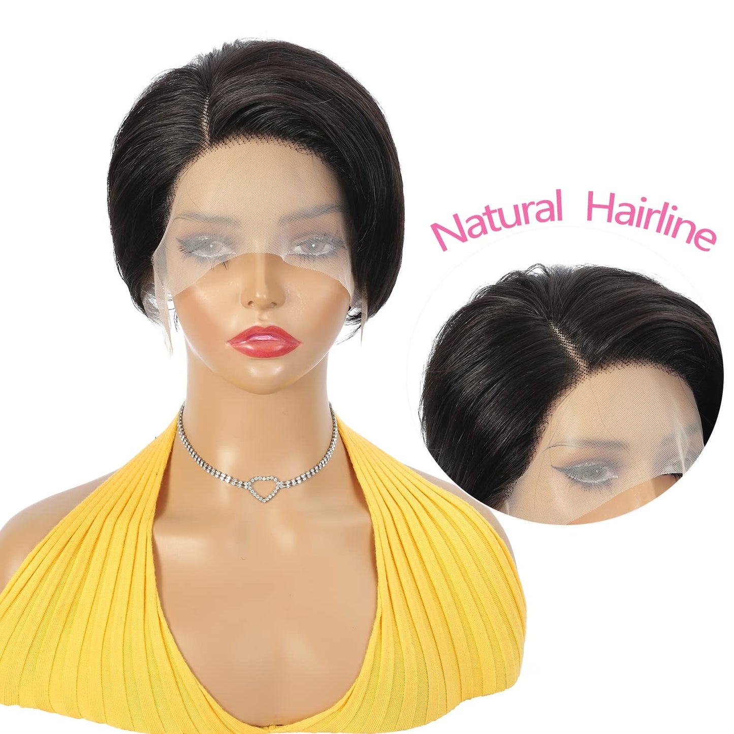 Short Pixie Cut Bob Human Hair Wig Lace Front Wigs Brazilian Straight Closure Wig Short Bob Lace Front Wigs For Women PrePlucked