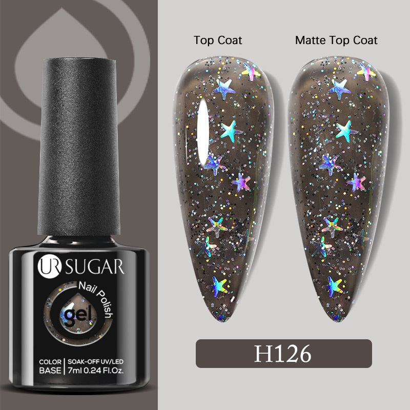 UR SUGAR 7ml Snowflakes Gel Nail Polish Varnish Glitter White Sequins Soak Off UV LED Semi Permanent Nail Art Design