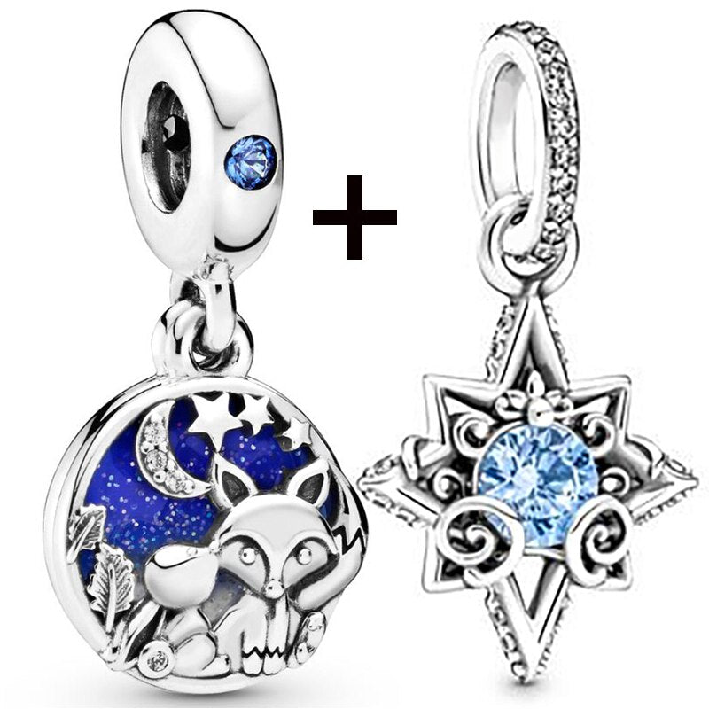 Seialoy 2pcs/lot Aircraft Earth Beads Charm Star Astronaut Pendant Rainbow Unicorn Dangle DIY Jewelry Bracelets Accessory