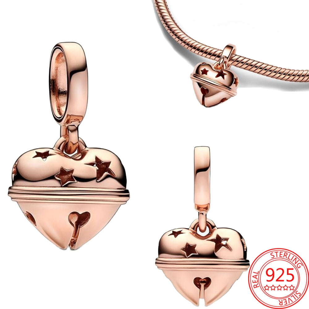 New 925 Sterling Silver Rose Gold Couple Dangle Charms Fit 925 Original Women Bracelet Beads Charm for Pendant Necklace Jewelry