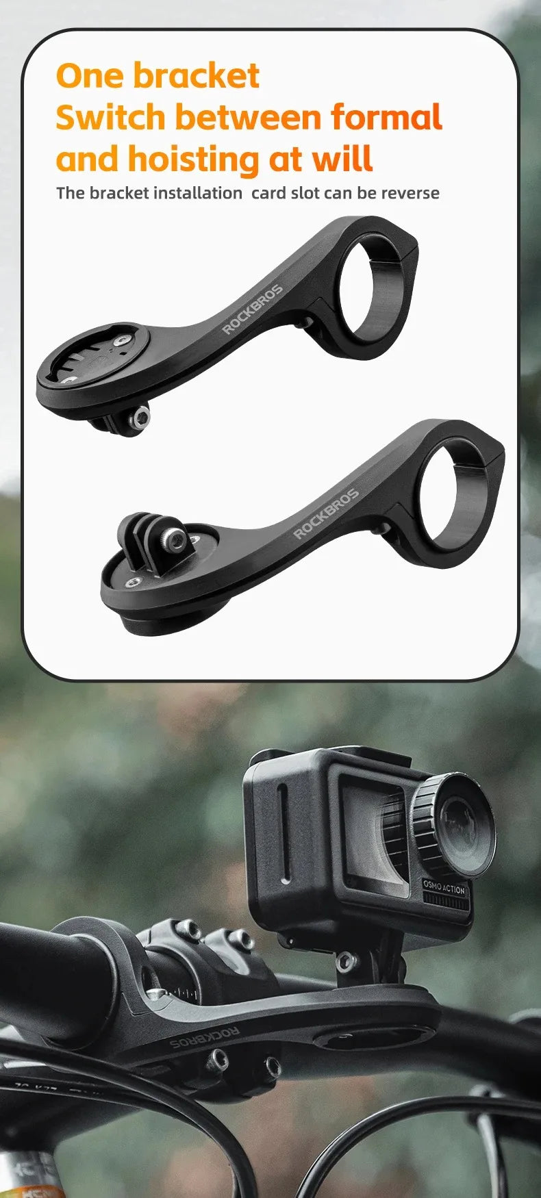 ROCKBROS Nylon Bicycle Speedometer Holder for Gopro Mount IGS / Garmin / Bryton / Cateye Computer MTB Bike Stopwatch Light Mount