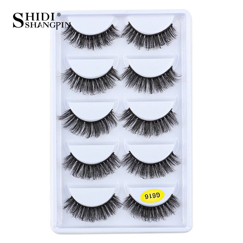 SHIDISHANGPIN 3/5 Pairs Half Eyelash Transparent Stalk Invisible Band Faux Mink Lashes Reusable False Eyelashes Natural Fluffy