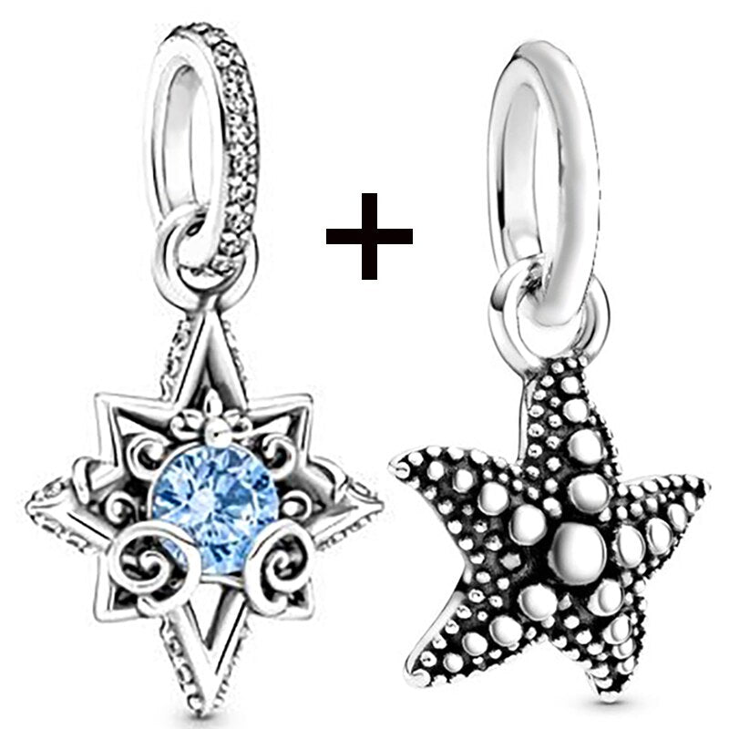 Seialoy 2pcs/lot Aircraft Earth Beads Charm Star Astronaut Pendant Rainbow Unicorn Dangle DIY Jewelry Bracelets Accessory