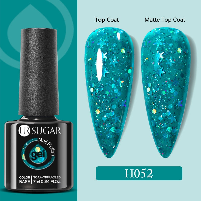 UR SUGAR 7ml Snowflakes Gel Nail Polish Varnish Glitter White Sequins Soak Off UV LED Semi Permanent Nail Art Design