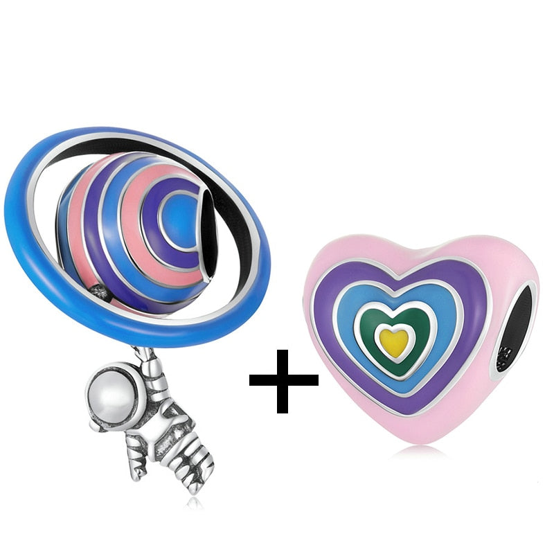 2Pcs/lot Special Offer Love Star Rainbow Charms Beads Fit Brand Bracelet & Necklaces For Women DIY Making Jewelry Accessories