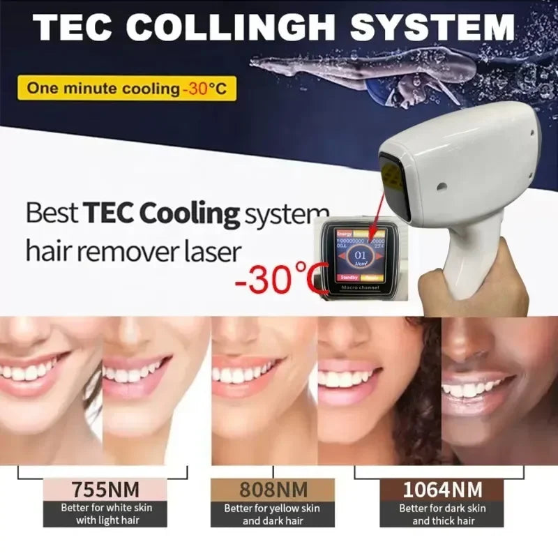 Diode Laser Hair Removal Professional Machine painless cooling permanent lazer hair removal 4 Wavelengths 755 808 940 1064